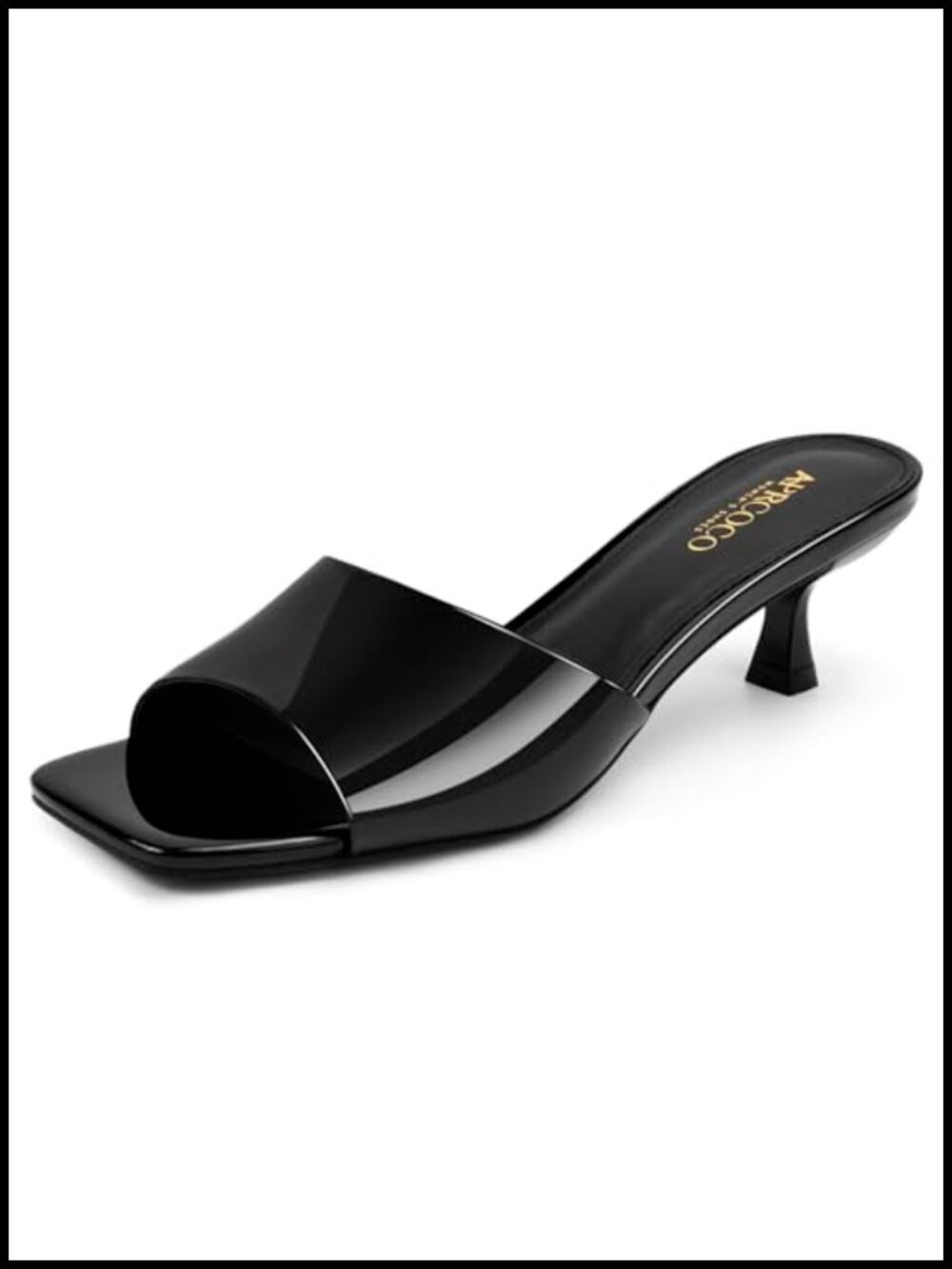 Women Kitten Heels Sandals Low Heels Square Open Toe One Band Slip-On Heeled